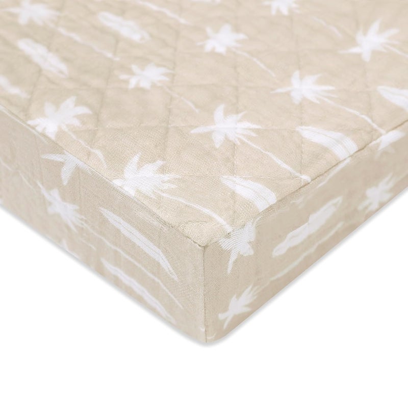 babyletto 100% Quilted Organic Cotton Changing Pad Cover, GOTS-Certified, Fitted 360°, Ultra-Soft and Breathable Muslin - Beach Bum - Image 1